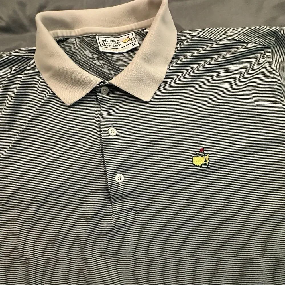 Vintage 90s Masters Polo Augusta National Golf Shop Mens XL Shirt Striped Green
